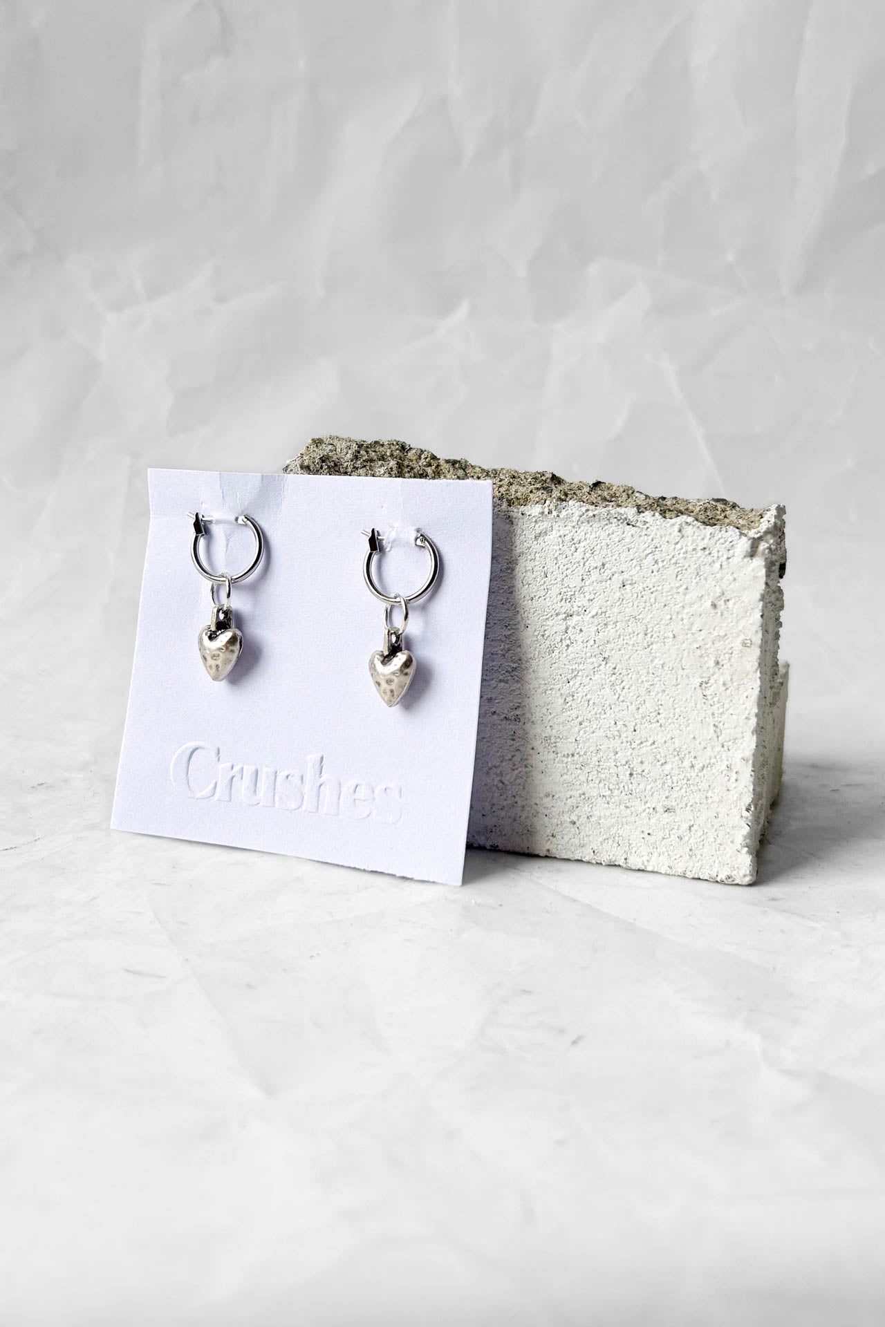 Silver Heart Hoop Earrings