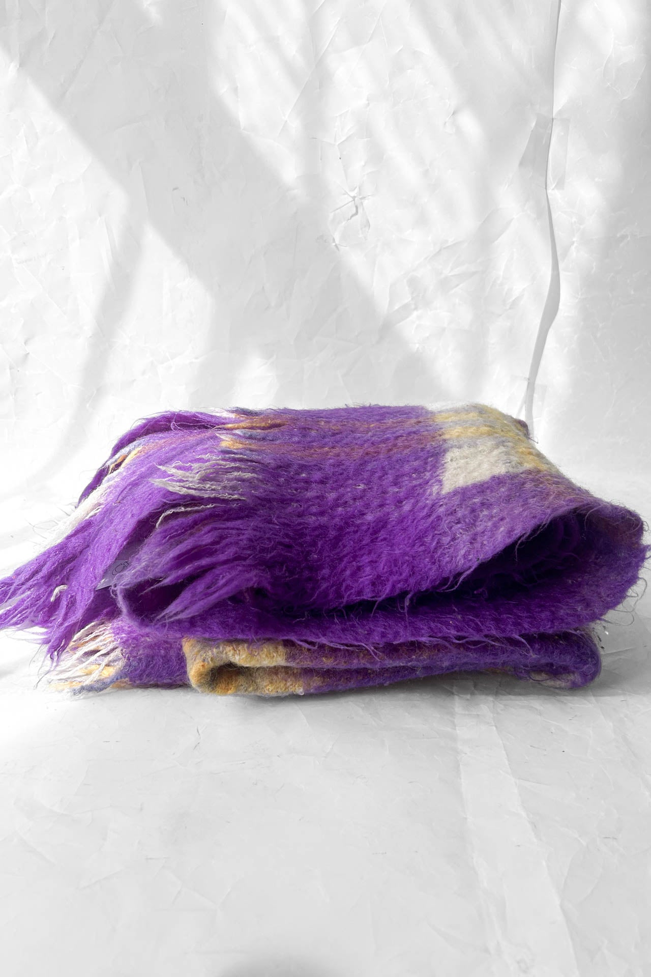 Vintage Mohair Purple Plaid Blanket