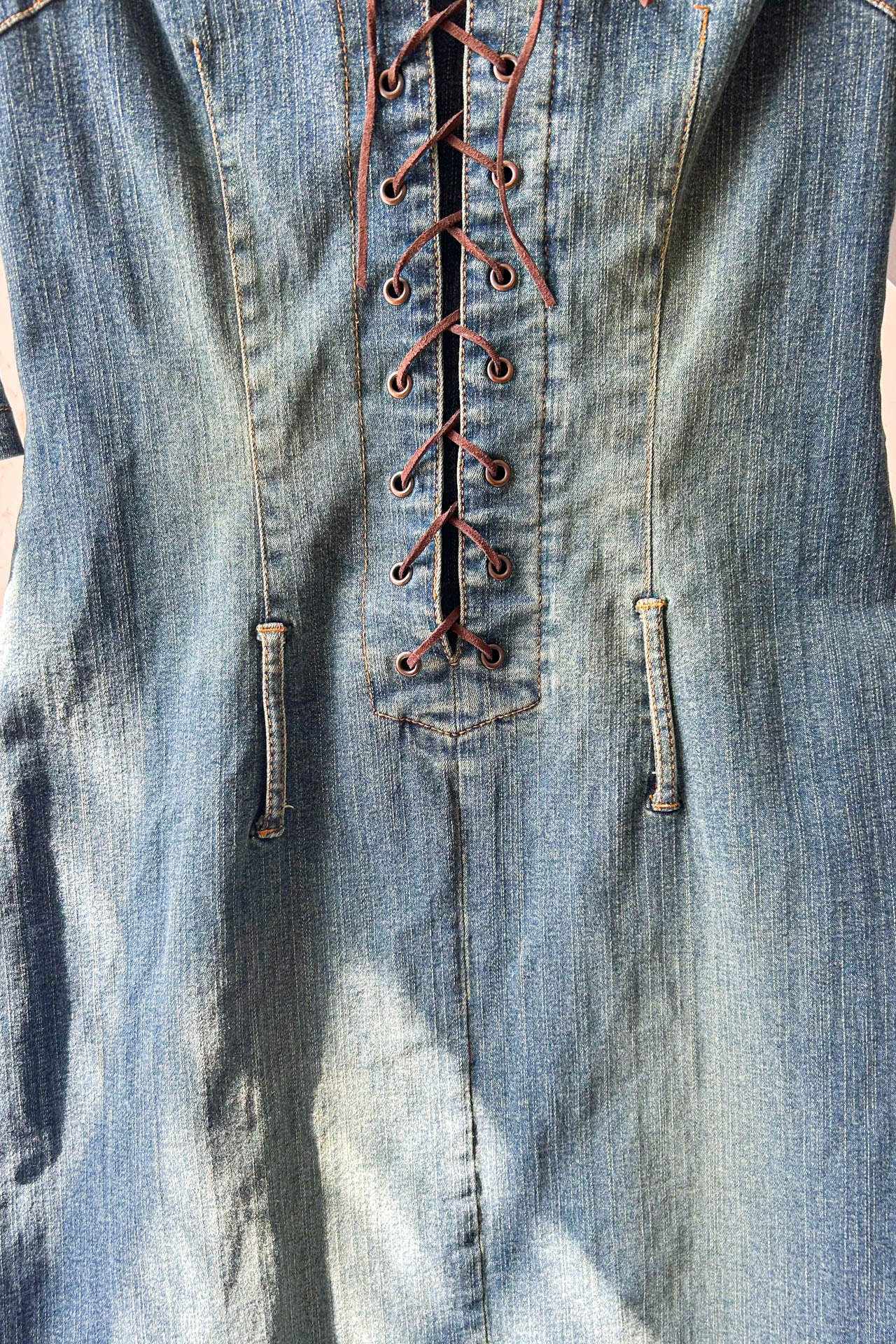 Y2K Denim Lace Up Dress