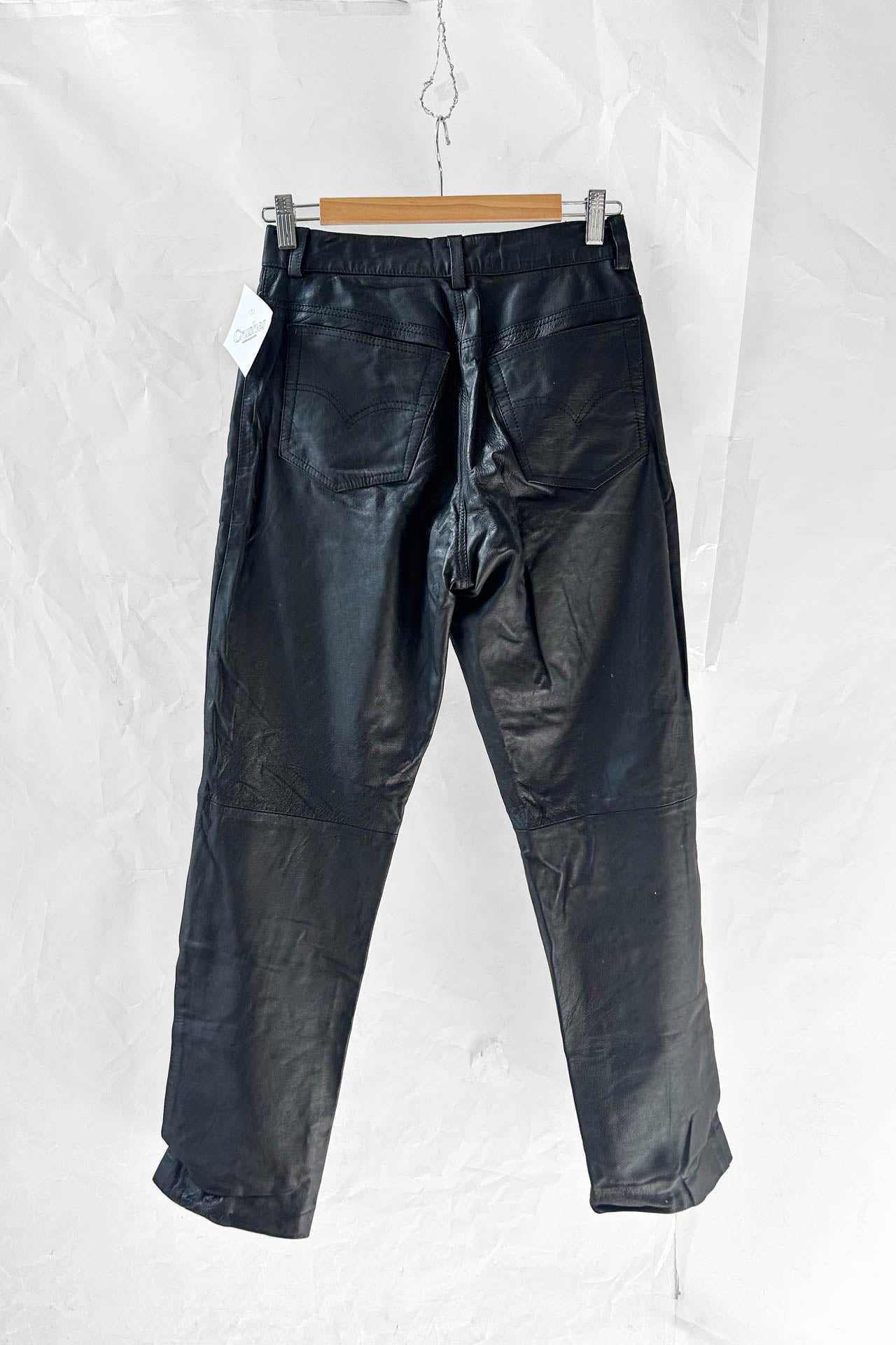 Vintage High-Waisted Leather Jeans w/ Button Fly