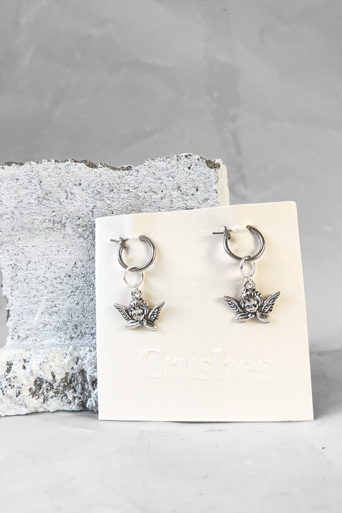 Silver Cherub Charm Earrings