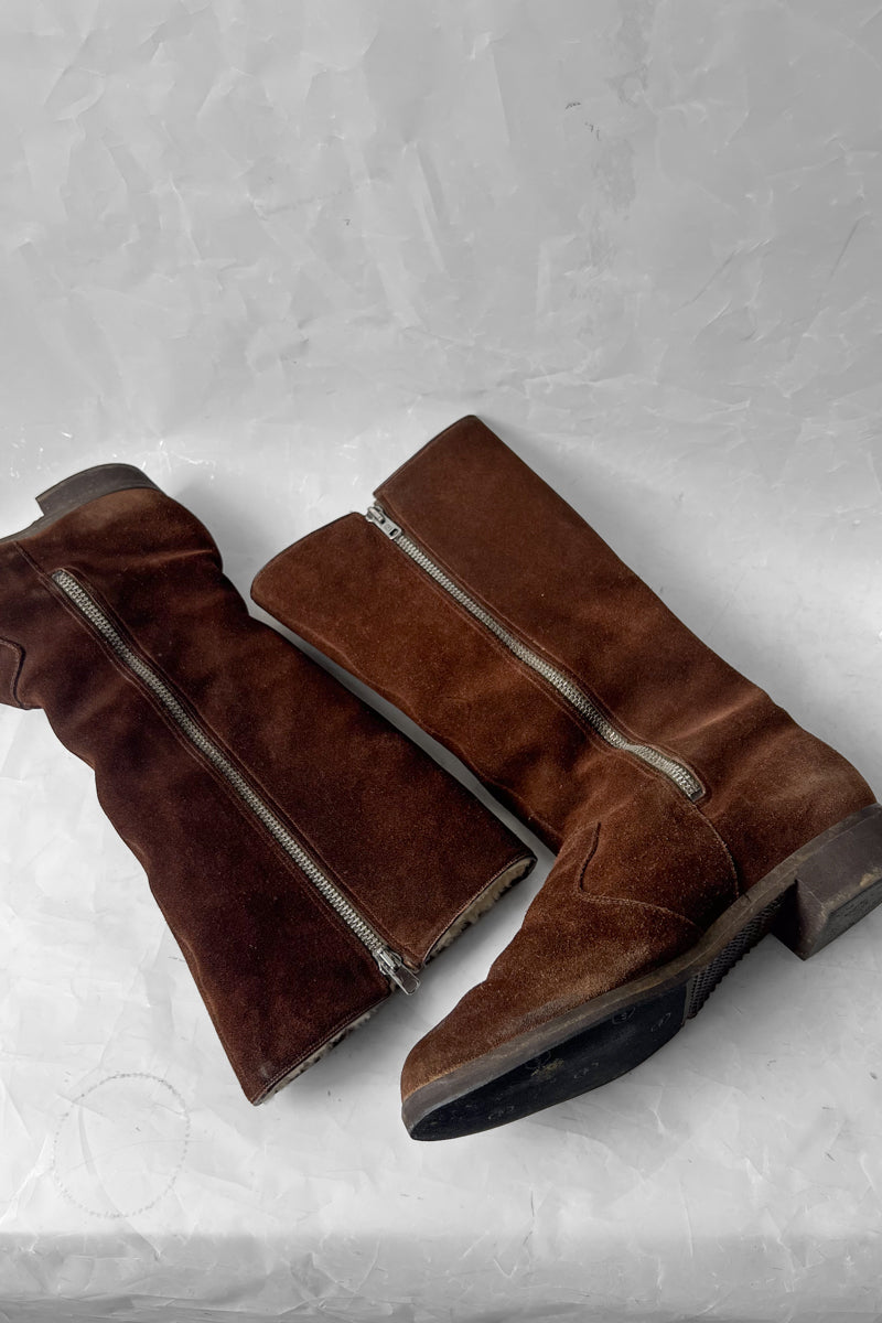 Vintage Suede and Sheepskin Boots US7.5