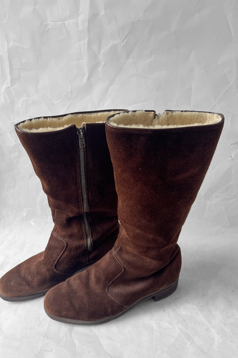 Vintage Suede and Sheepskin Boots US7.5