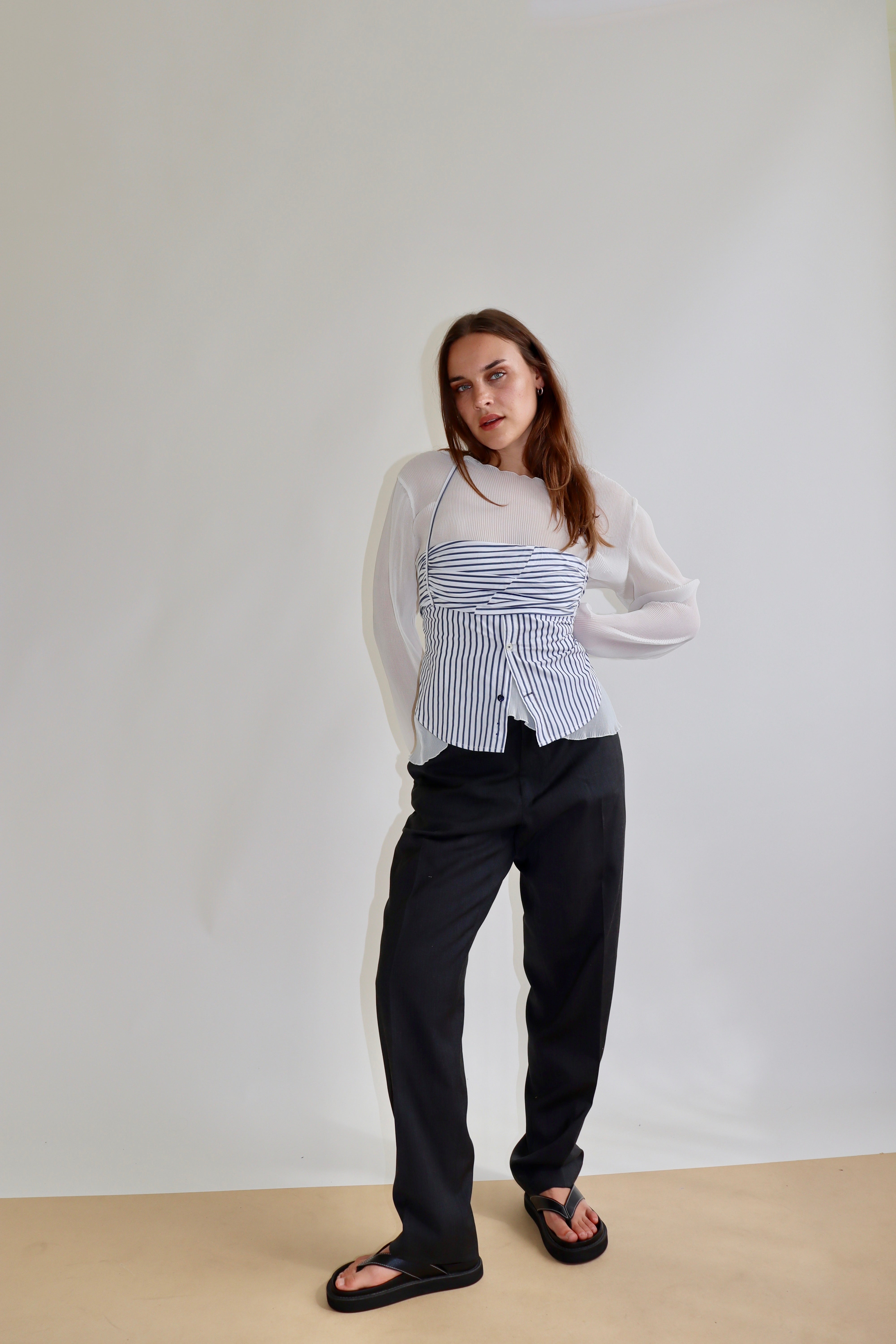 Tobi Top - Navy Striped (XS)