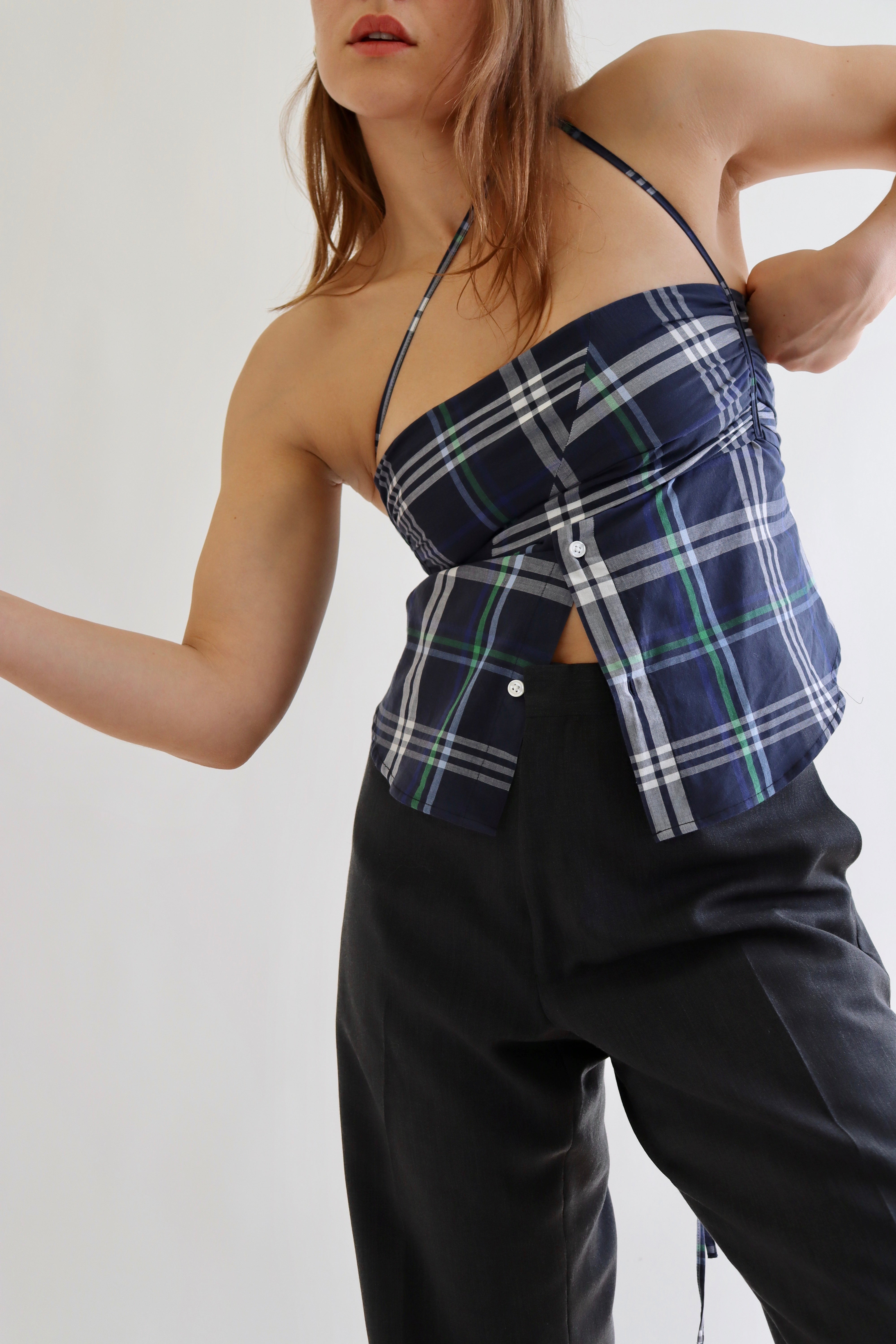 Tobi Top - Navy Check (S)