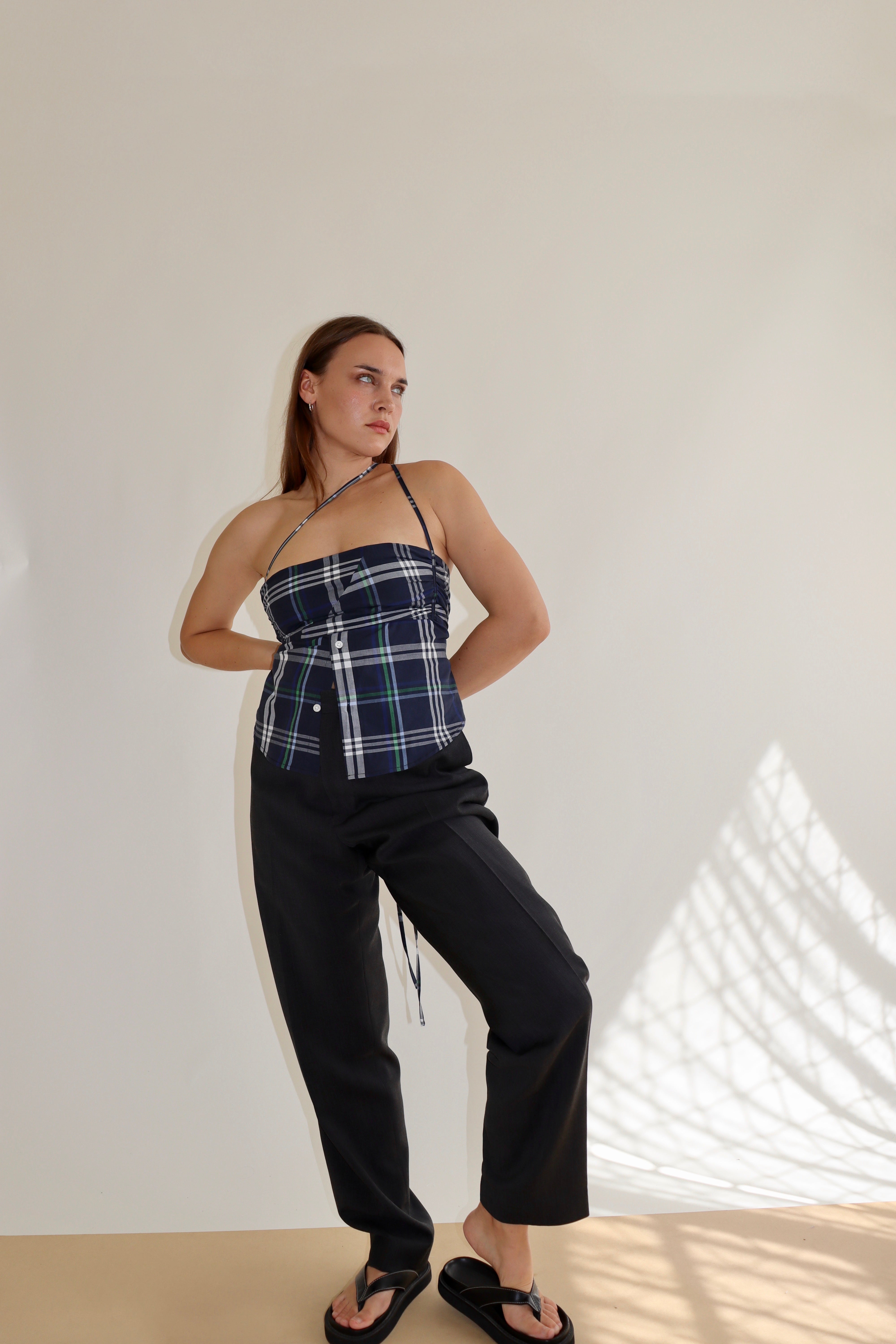 Tobi Top - Navy Check (S)