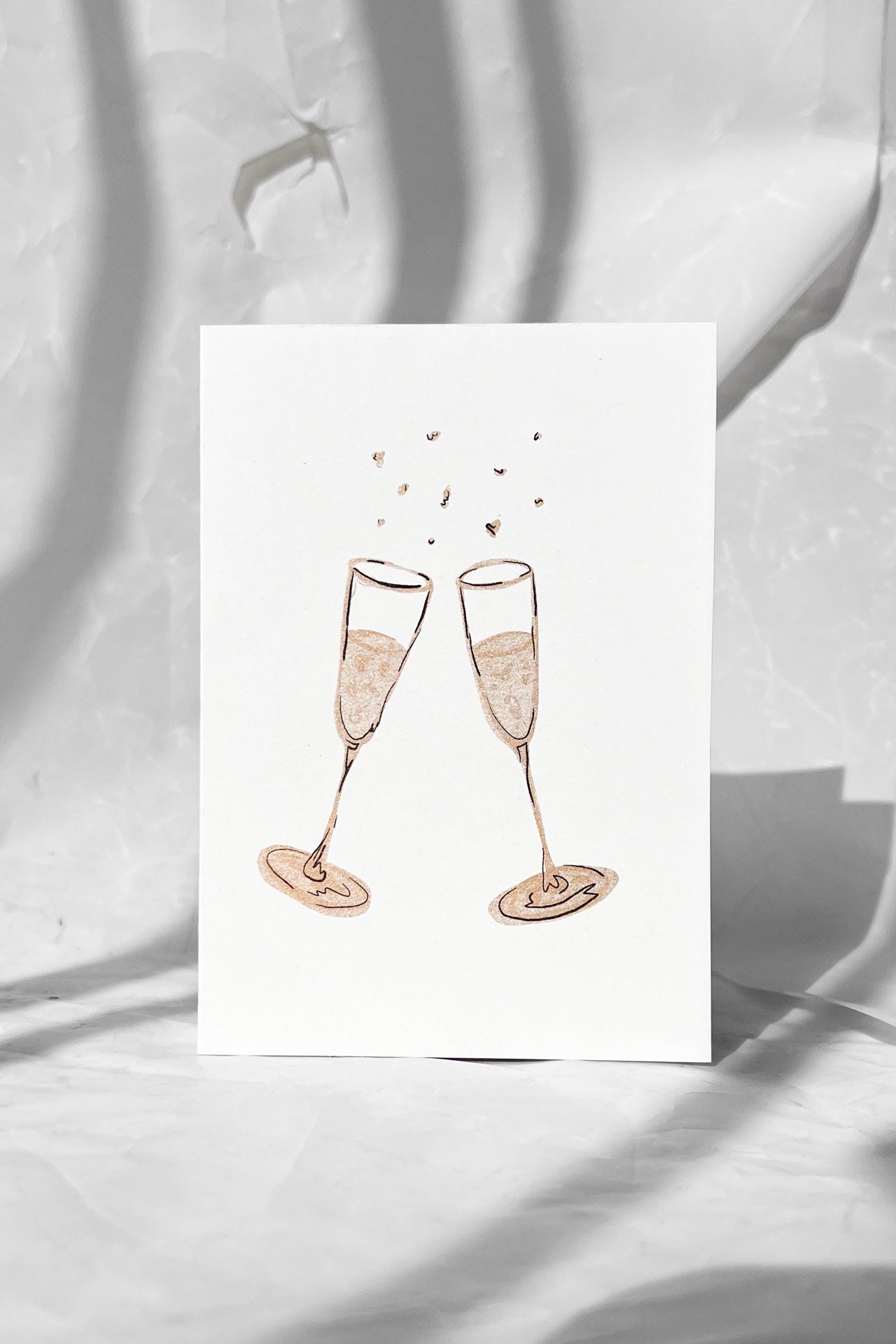 Champagne Glasses Risograph Card