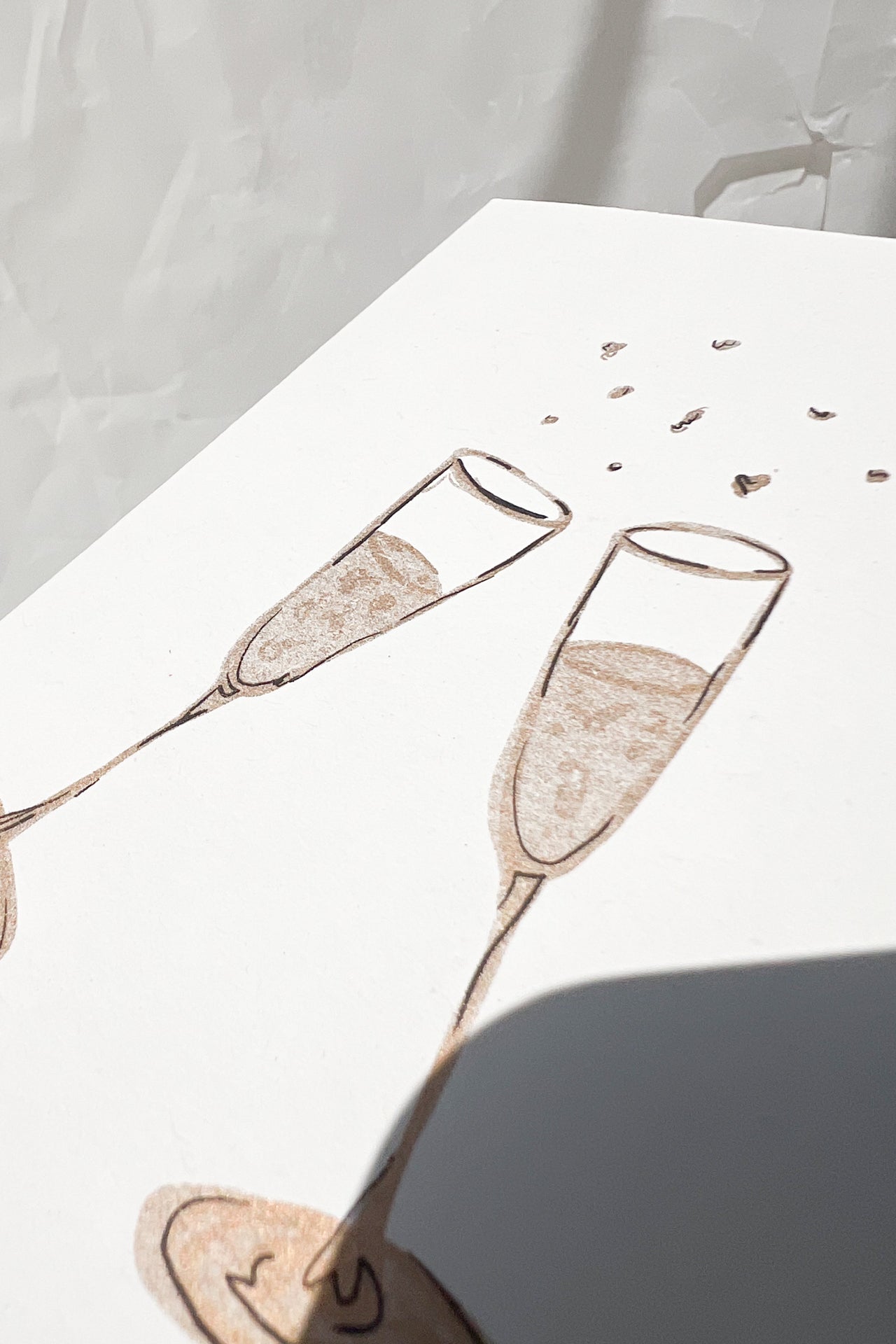 Champagne Glasses Risograph Card