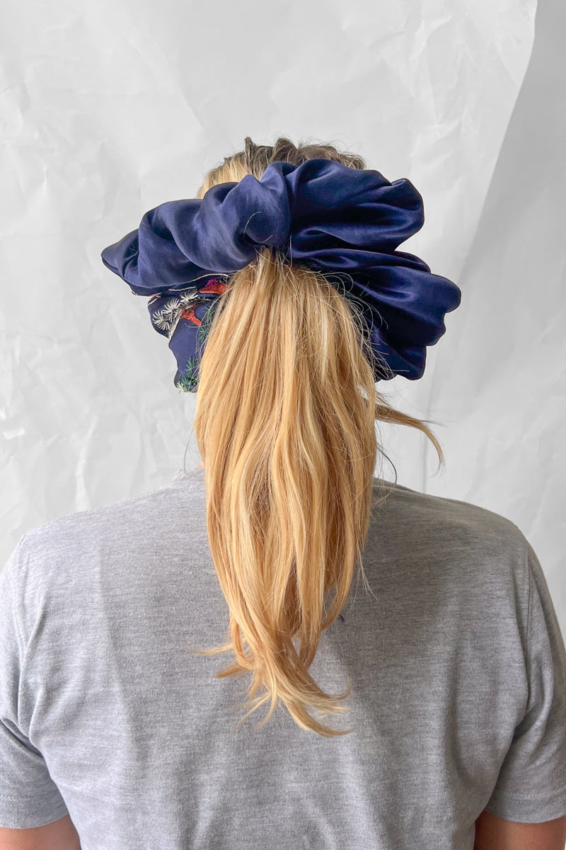 I WAS A SILK ROBE: XL Navy Scrunchy