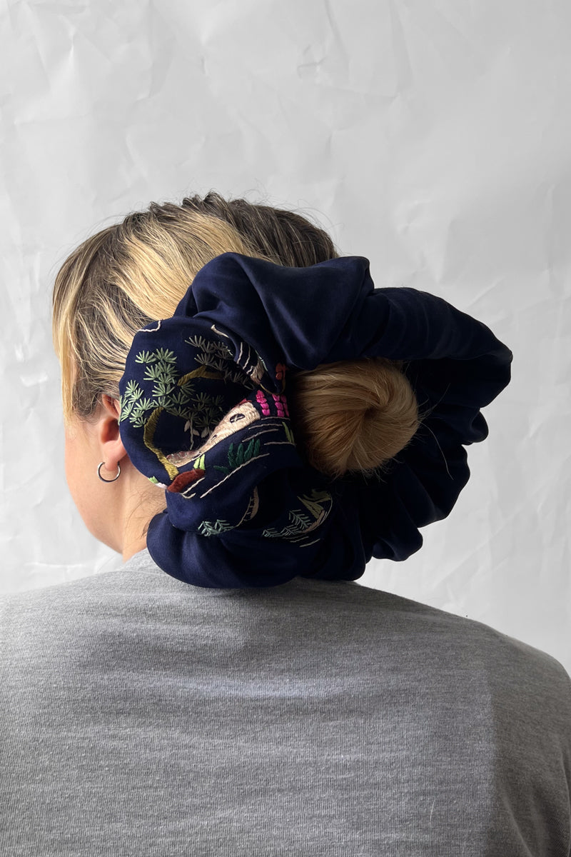 I WAS A SILK ROBE: XL Navy Scrunchy