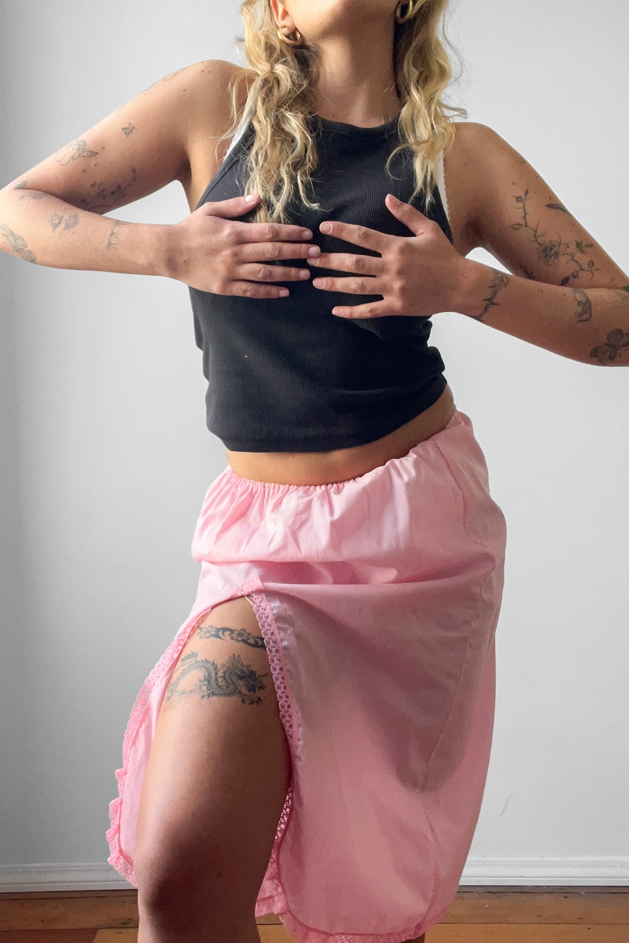 Vintage Pink Cotton Candy Slip Skirt