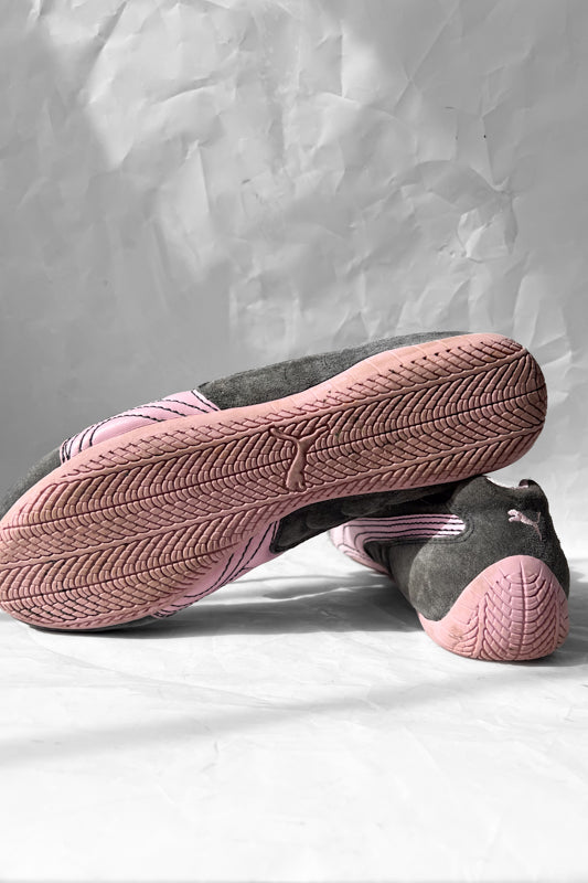 Puma Archive Speed Cat Grey and Pink Suede Flats (EU 42.5)