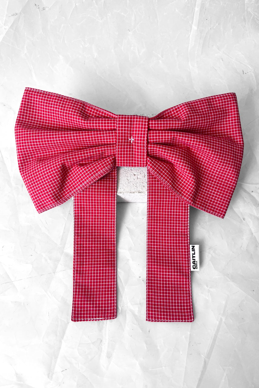 Red Check Hair Bow