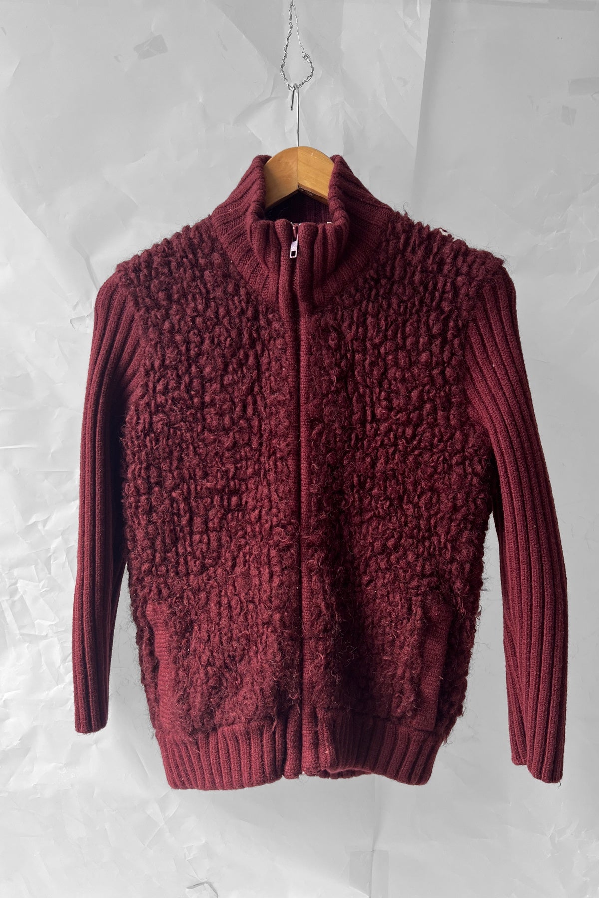 Vintage Celine Zip Maroon Zip Cardigan (S-M)