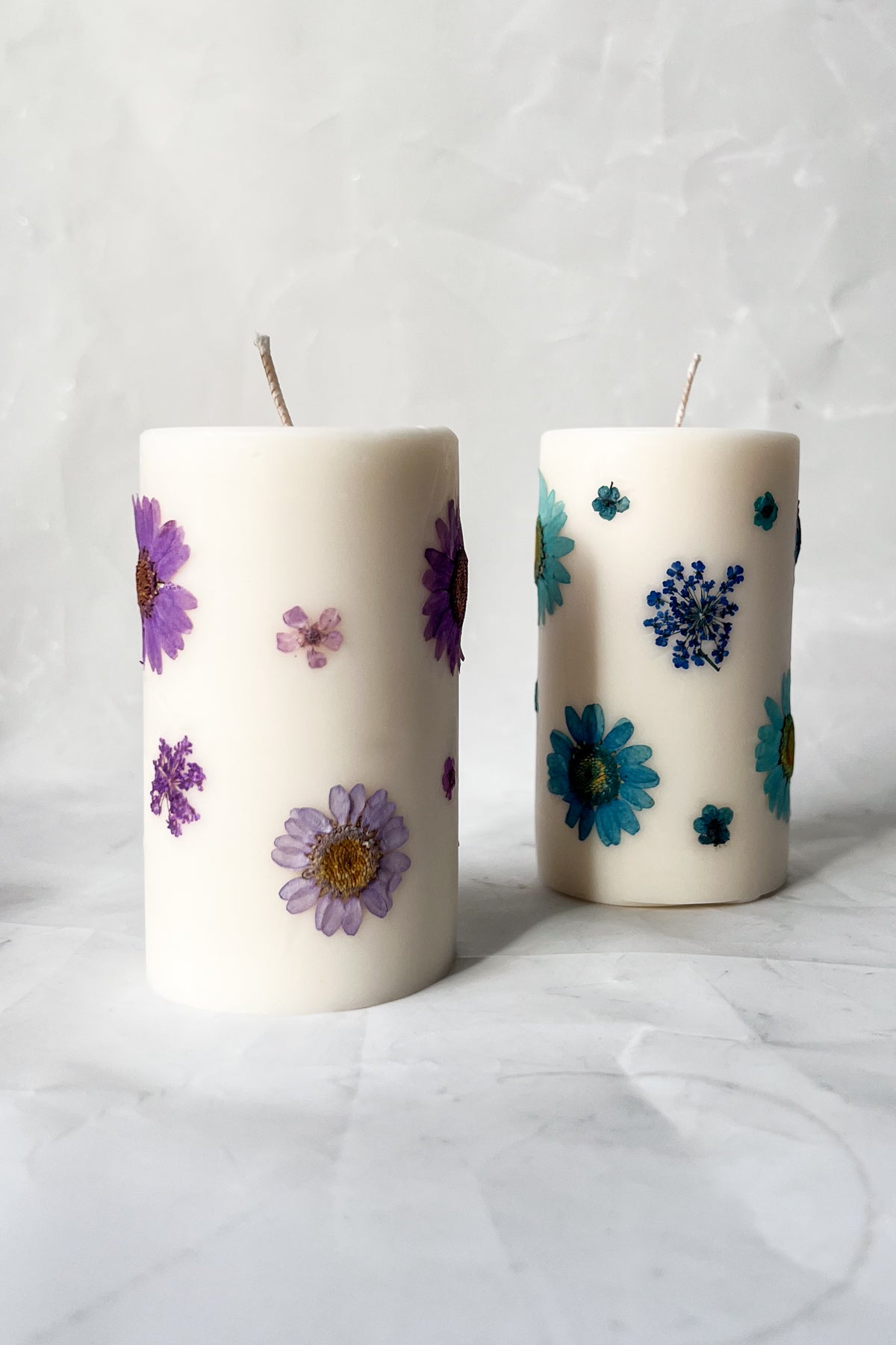 Pressed Flower Pillar Candle