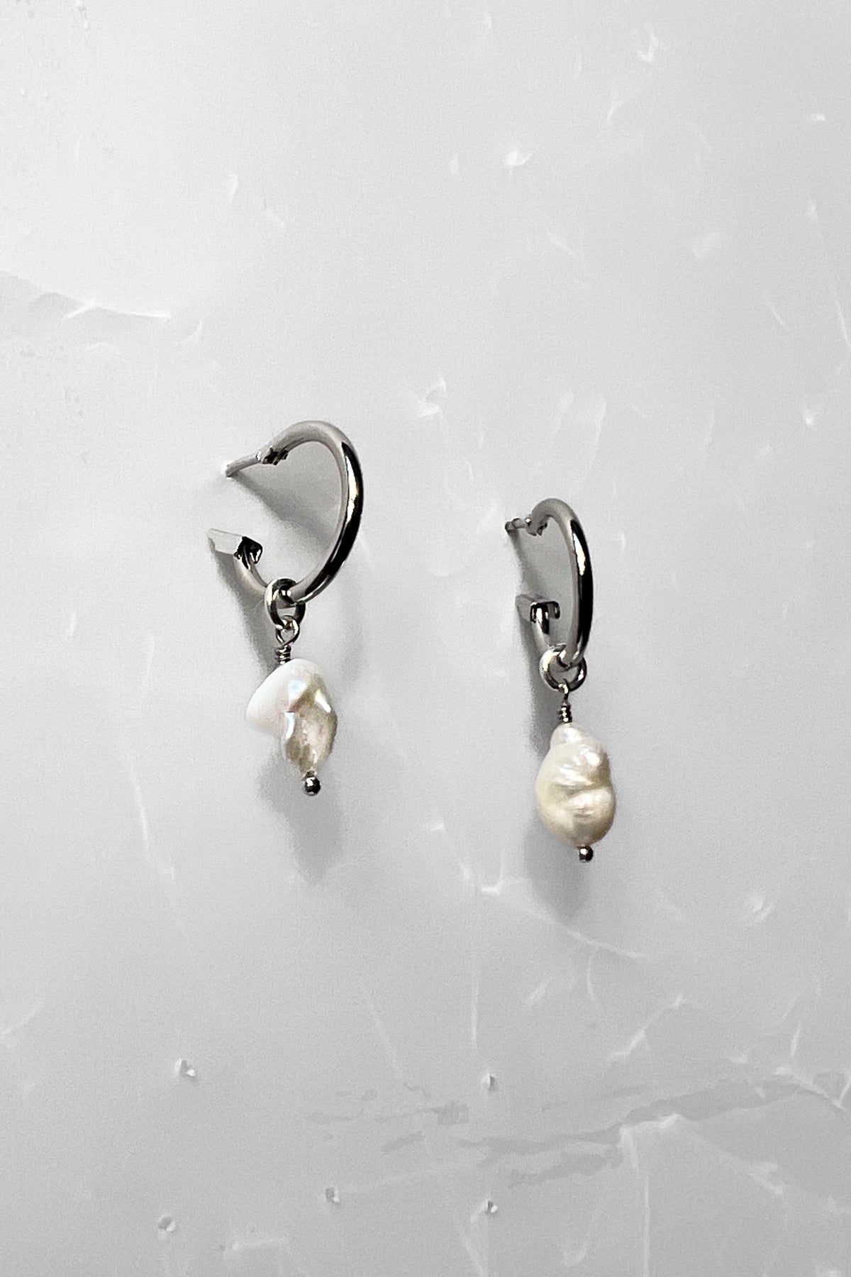 Baby Pearl Silver Hoops