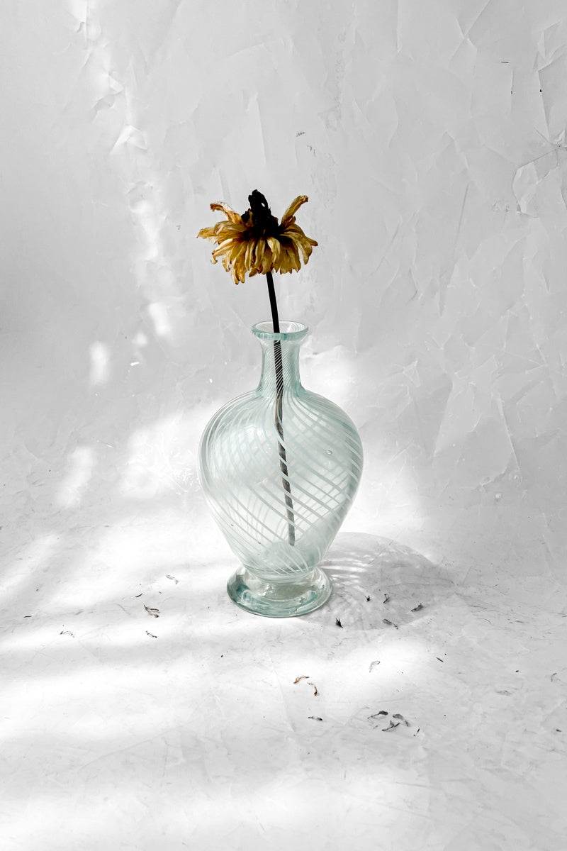 Vintage Mouthblown Glass Swirly Vase