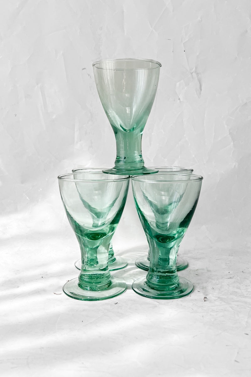 Vintage Mouthblown Set of 4 Goblet Glass