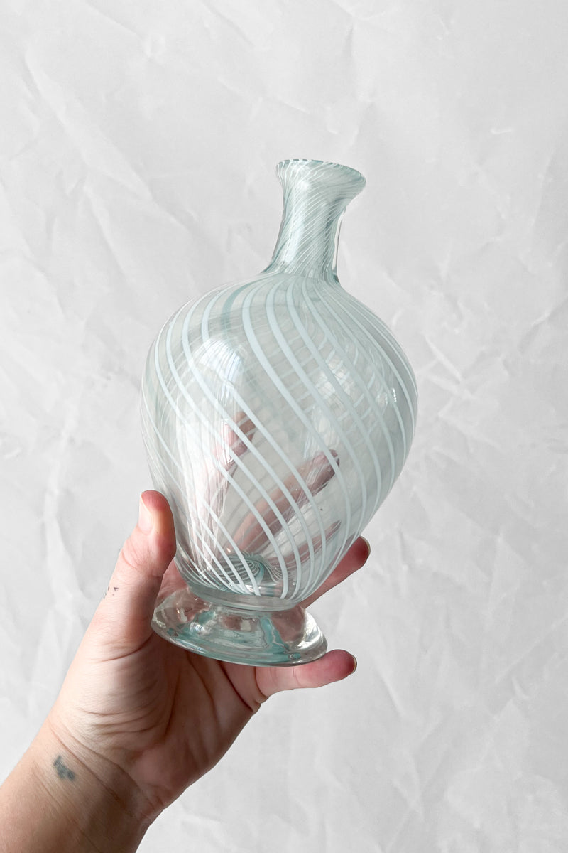 Vintage Mouthblown Glass Swirly Vase