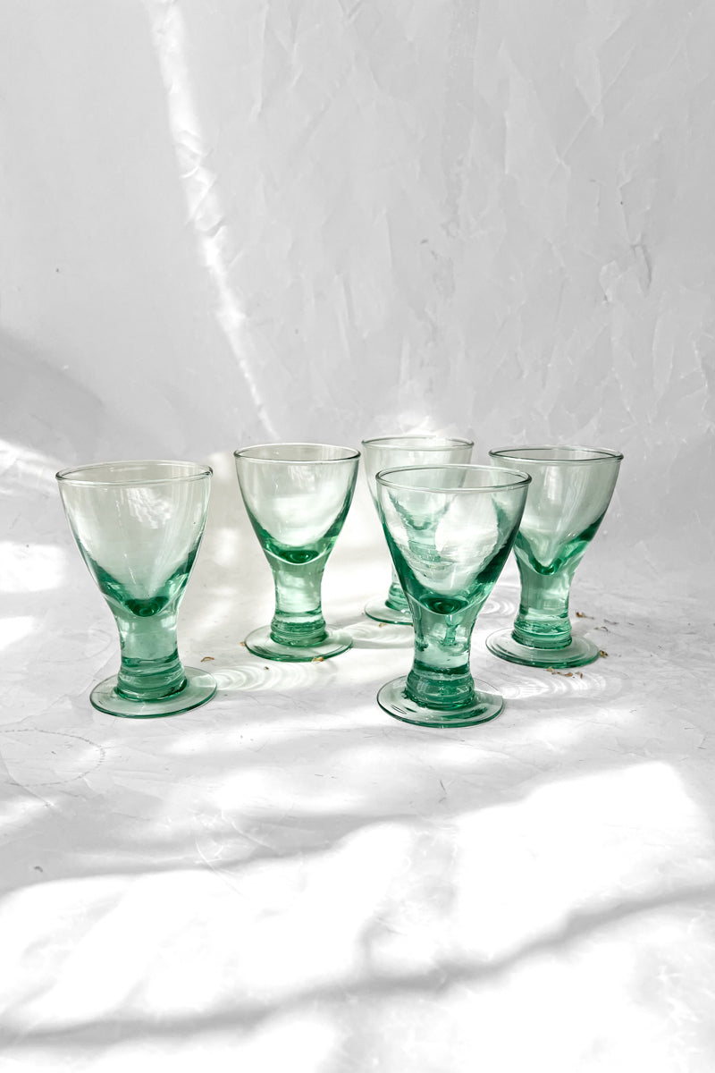 Vintage Mouthblown Set of 4 Goblet Glass