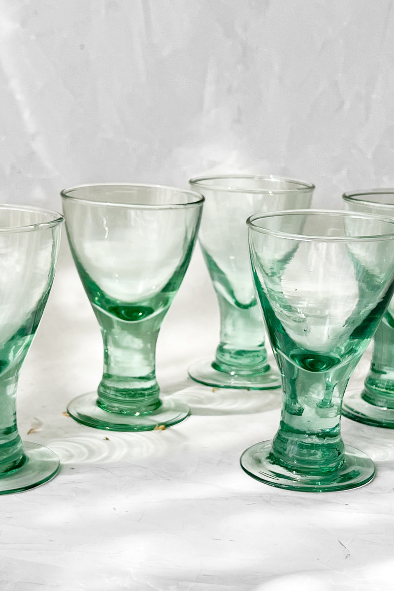 Vintage Mouthblown Set of 4 Goblet Glass