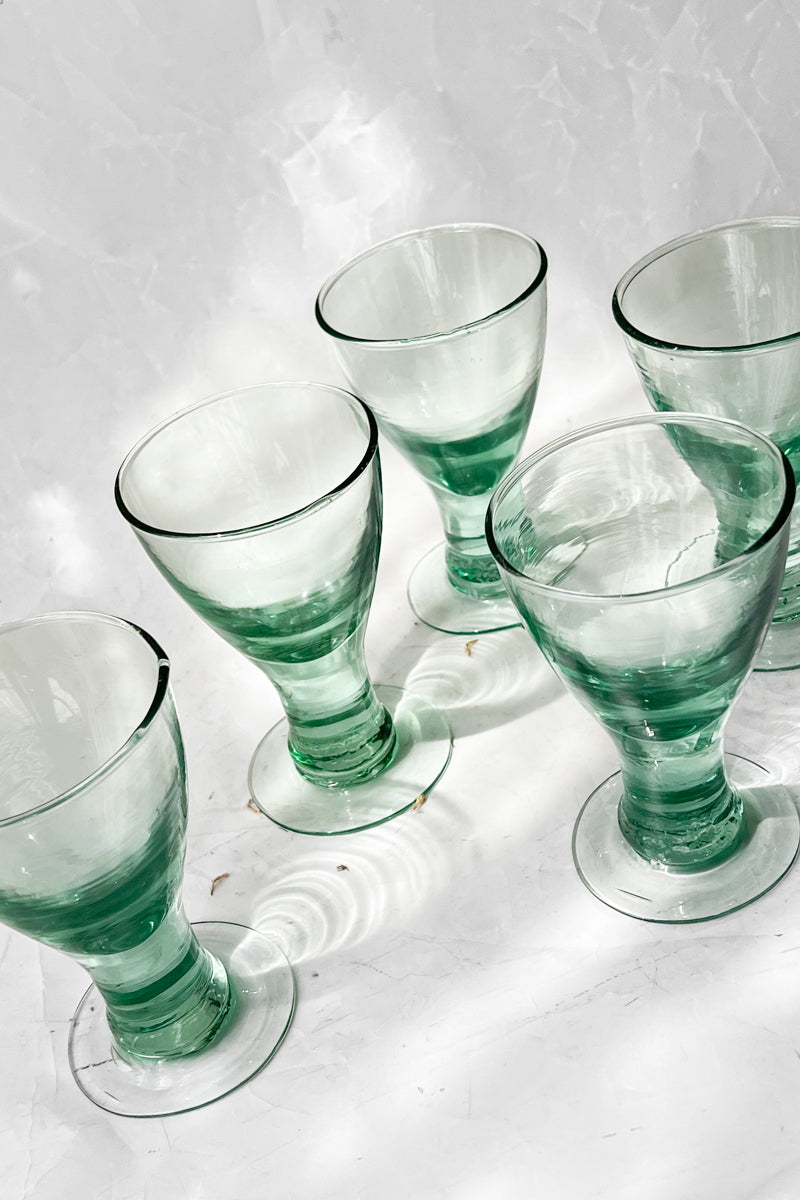 Vintage Mouthblown Set of 4 Goblet Glass