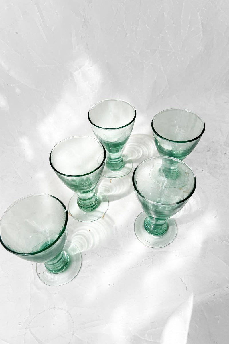 Vintage Mouthblown Set of 4 Goblet Glass