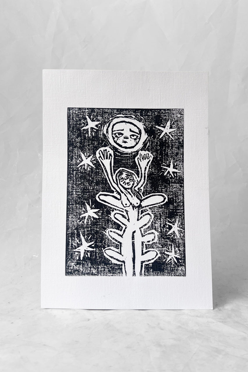 Moonflower Wood Cut Print