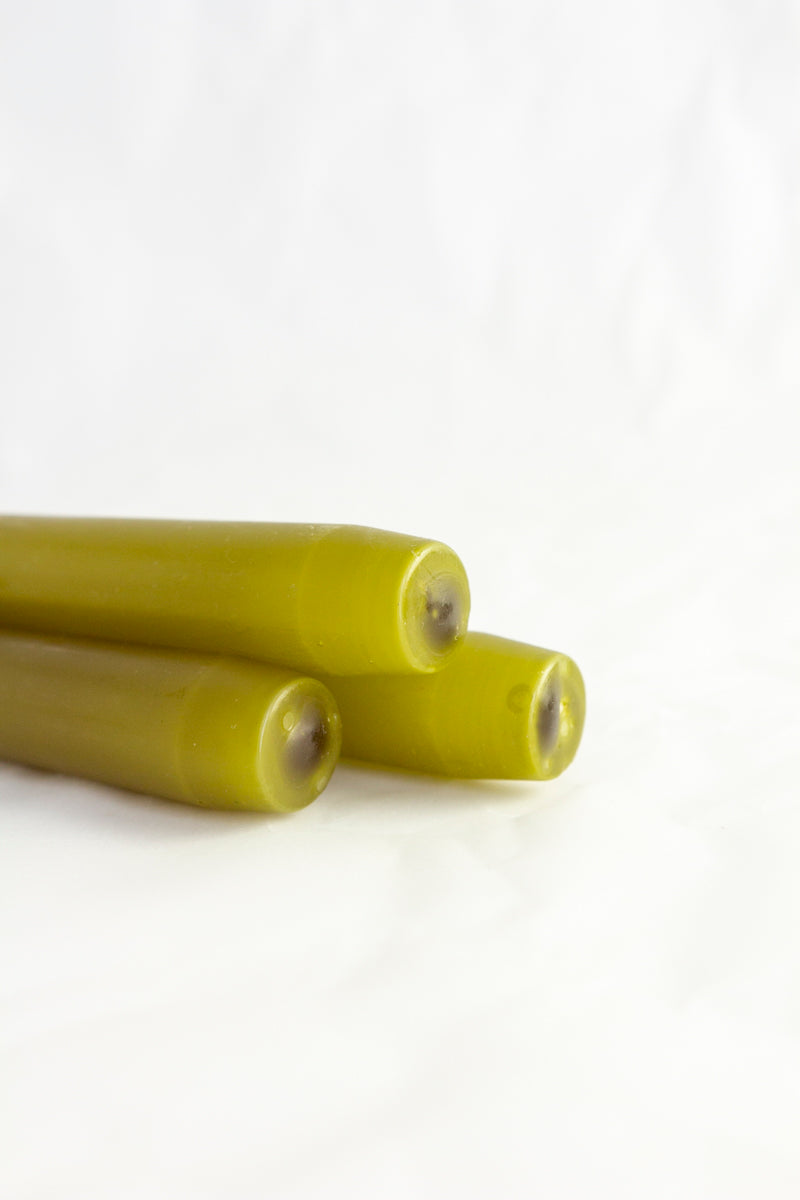 Olive Green Taper Candle