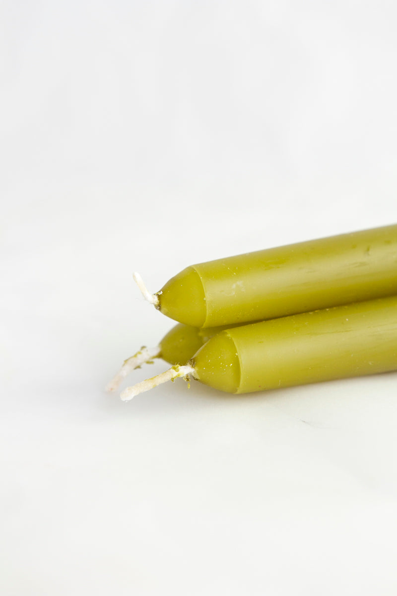 Olive Green Taper Candle